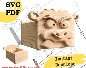 Animal Planter Box Scroll Saw Pattern | Woodworking Home Decor (PDF, SVG)