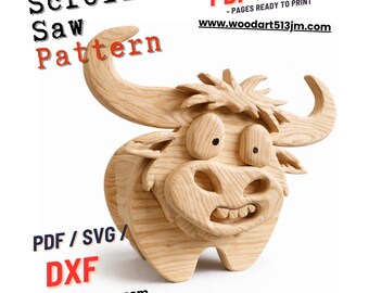 Wooden Bull no.6 Design for Unique Home & Garden Decoration | PDF | SVG | DXF | Scroll Saw