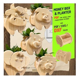 Animal Planter Box Scroll Saw Patterns: Diy Woodworking Plans (PDF, SVG, DXF) set no3