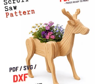Young fawn Planter Woodworking Plans: Scroll Saw PDF/SVG Pattern (2 Sizes)