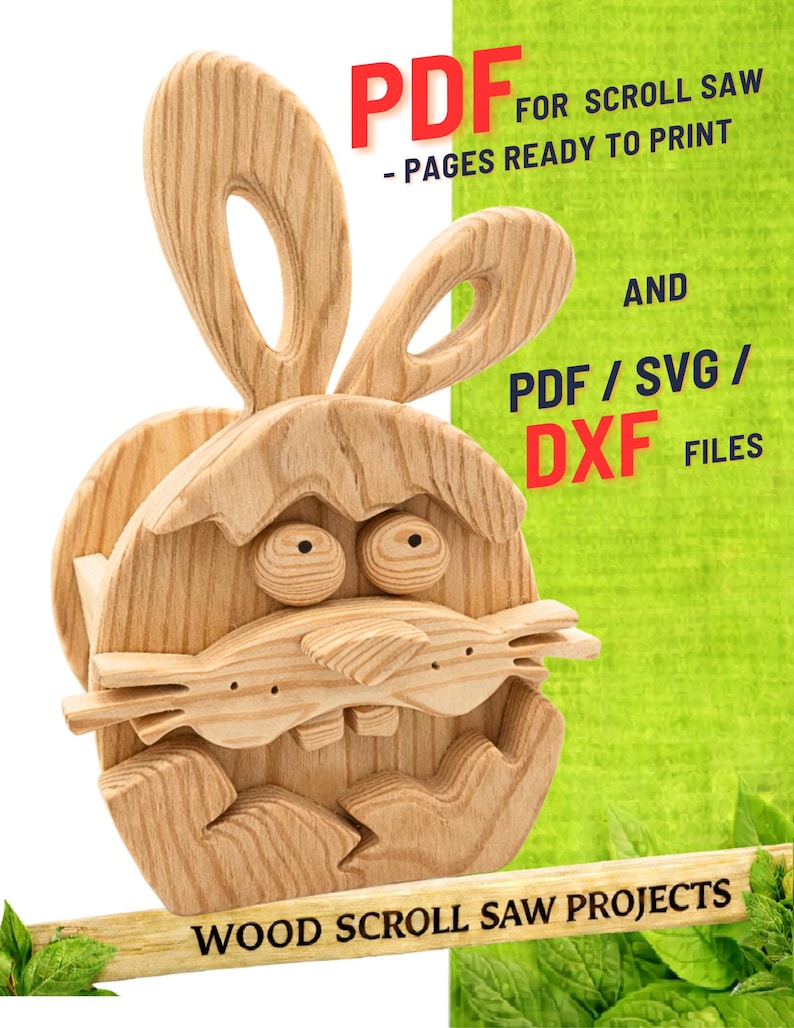 Scroll Saw Rabbit Pattern Easter Bunny - Egg Planter Box Scroll Saw Pattern (PDF, SVG, DXF) No.1 ...