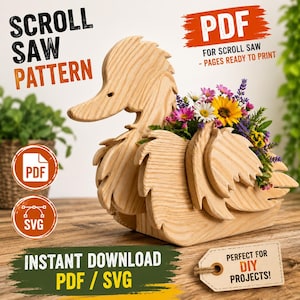 Wooden Duck Planter Plans | Scroll Saw PDF & SVG Pattern