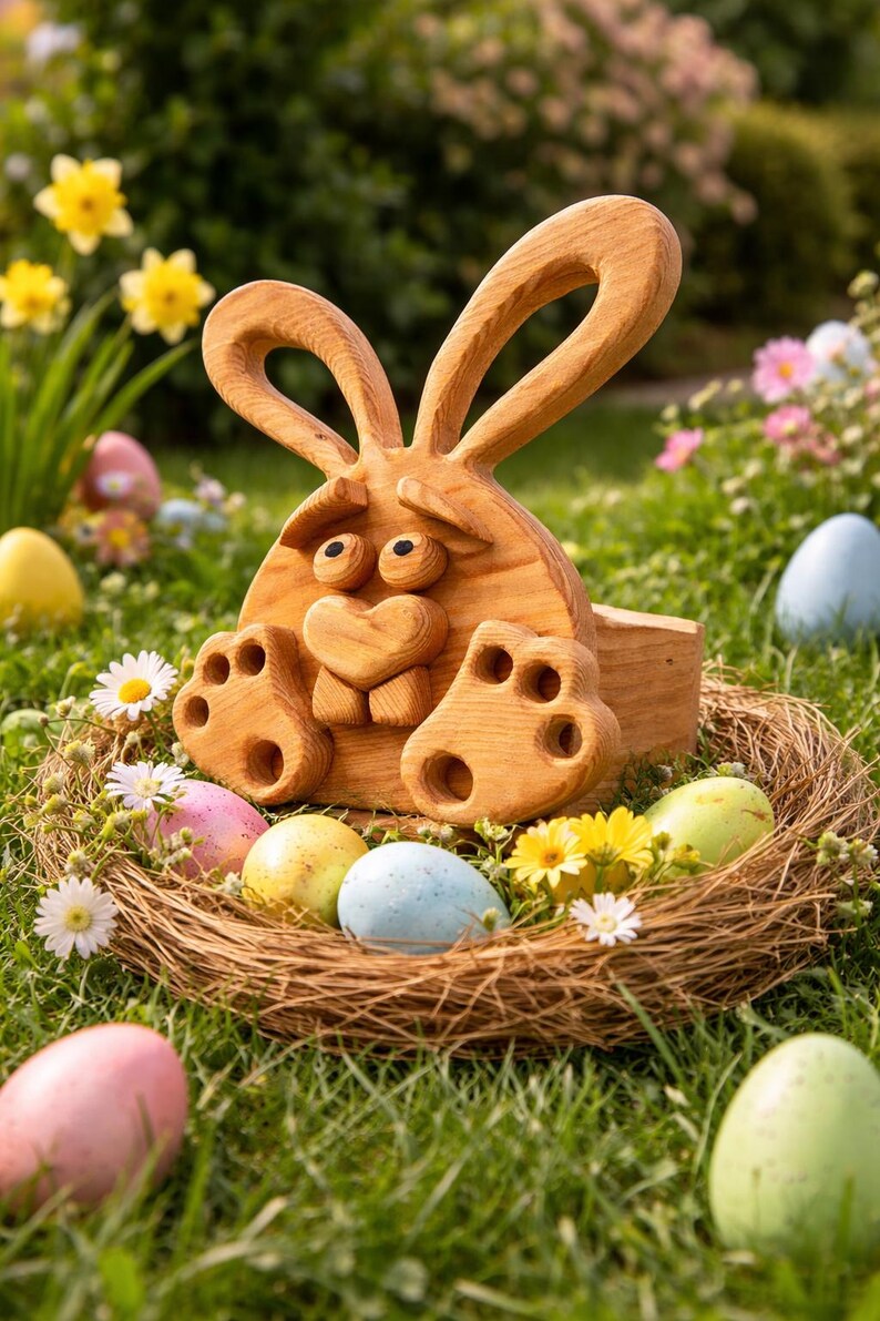 Wooden Easter Bunny Planter Box Scroll Saw Pattern | Template (PDF, SVG ...