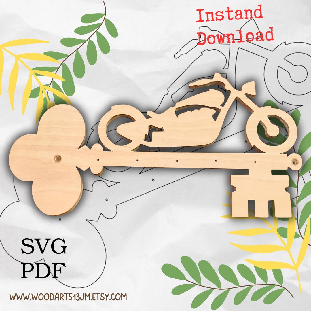 Motorbike Pattern Key Holder Wall Rack Keys Wall Mounted Svg, Scroll ...