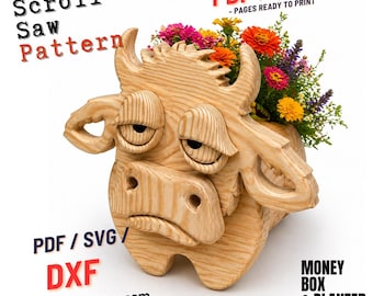 Woodworking Cow no.3  Design for Unique Home & Garden Decoration | PDF | SVG | DXF | Scroll Saw