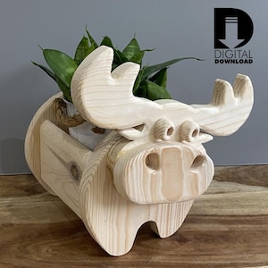 Pflanzkasten-Pläne zur Holzbearbeitung: Einfaches Dekupiersäge-Muster für Elch | Haus & Garten Dekoration | Einzigartiges Animal Box Design