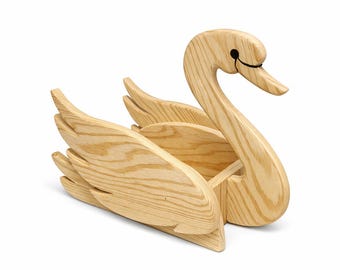 Progetti di lavorazione del legno per fioriere a forma di cigno, modello PDF SVG per seghetto alternativo