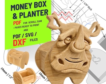 Woodworking Planter Box Scroll Saw Pattern – Easy Rhino no 1 Design for Unique Home & Garden Decoration