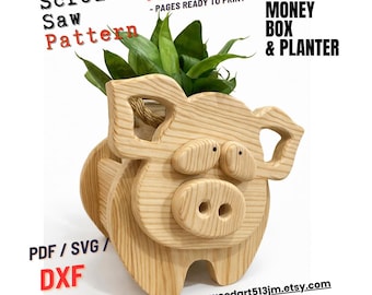 Maialino da falegname n. 2, design per decorazioni uniche per la casa e il giardino / PDF / SVG / DXF / Sega a traforo