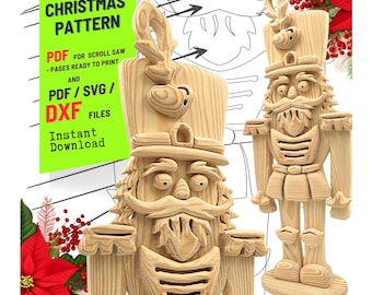 Wooden | Scroll Saw Pattern |  Template | Nutcracker   PDF SVG DXF |Holiday Home Craft no.2