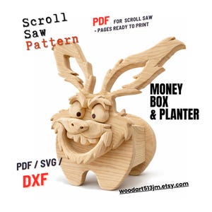 Coniglietto da falegname n. 4, design per decorazioni uniche per la casa e il giardino / PDF / SVG / DXF / Sega a traforo
