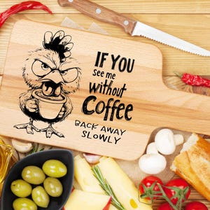 Rolig arg kycklingkaffe SvG-paket | CNC-lasergraveringsdesign | Skärbrädesmönster | PNG DXF PDF-filer | Köksinredning i lantlig stil bild 9