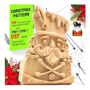 Woodworking Christmas Box  | Scroll SawPattern | Nutcracker   PDF SVG DXF | Home Craft no.1