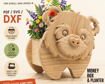Wooden Panda no.3  Design for Unique Home & Garden Decoration | PDF | SVG | DXF | Scroll Saw