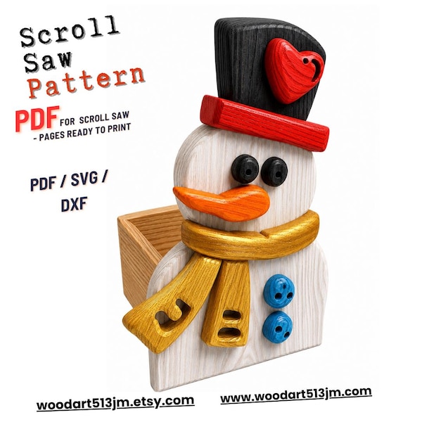 Snowman christmas Box, Scroll Saw Pattern, Woodworking (PDF, SVG, DXF) no.4