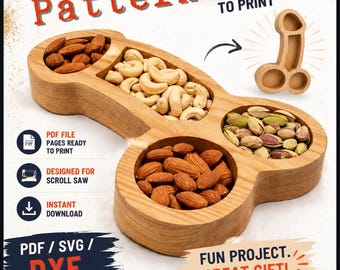 Funny Shaped Scroll Saw Pattern | Wooden Candy Bowl / Nut Tray Template | PDF SVG DXF Digital Download