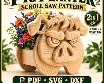 Woodworking Pig no.6 Design for Unique Home & Garden Decoration | PDF | SVG | DXF | Scroll Saw