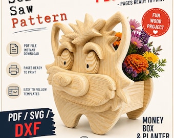 Wooden Wolf no.3  Design for Unique Home & Garden Decoration | PDF | SVG | DXF | Scroll Saw
