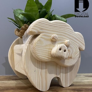 Holzbearbeitung Pflanzkasten Pläne - Schwein Muster, DIY Tier Box, PDF Handwerk, Raumdekor, Dekoration, Gartenprojekt