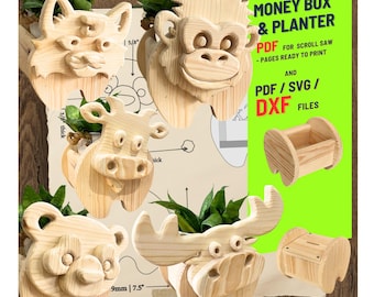 Animal Planter Box Scroll Saw Patterns: Diy Woodworking Plans (PDF, SVG, DXF) set no4