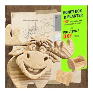 Wooden Moose no.3 Design for Unique Home & Garden Decoration | PDF | SVG | DXF | Scroll Saw Pattern |  Template