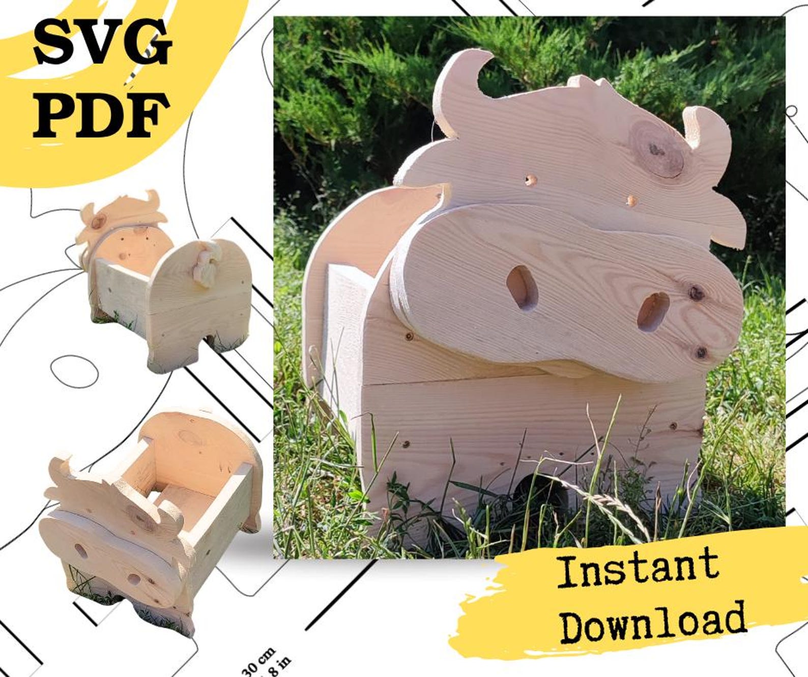 Cow Planter Box, Woodworking Plans (PDF, SVG) - Etsy