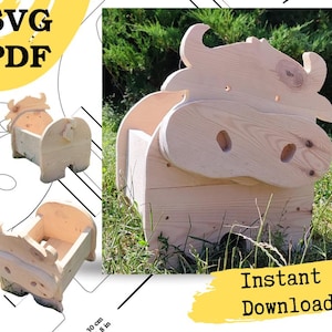 Maceta con forma de vaca, planos de carpintería (PDF, SVG)