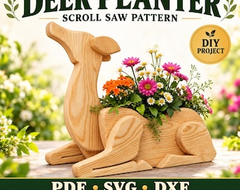 Doe Planter Woodworking Plans: Animal Flower Pot, Scroll Saw Pattern (PDF & SVG)