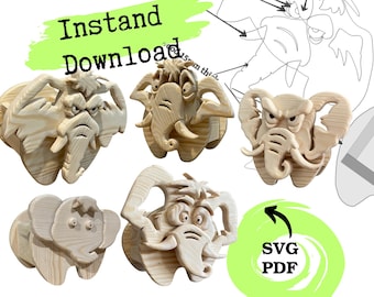 Elephant Planter Box Scroll Saw Patterns: 5 DIY Woodworking Plans (PDF, SVG)