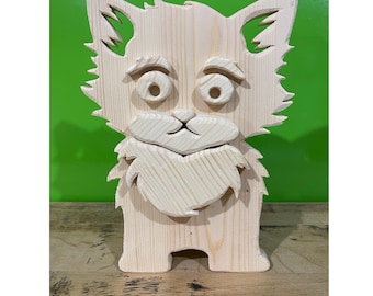 Cat Planter Scroll Saw Pattern: Animal Flower Pot (PDF, SVG)