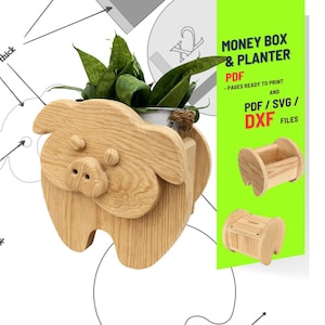 Diseño de cerdo de carpintería n.° 1 para una decoración única del hogar y el jardín / PDF / SVG / DXF / Sierra de calar