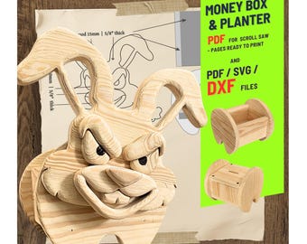 Woodworking Bunny no.2  Design for Unique Home & Garden Decoration | PDF | SVG | DXF | Scroll Saw