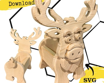 Reindeer Planter Box Scroll Saw Pattern, DIY Woodworking (PDF, SVG)