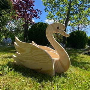 Schwan Pflanzgefäß Holzbearbeitungspläne - Blumen- und Tierpflanztopf, Dekupiersägemuster, PDF, SVG für Gartentöpfe in 2 Größen