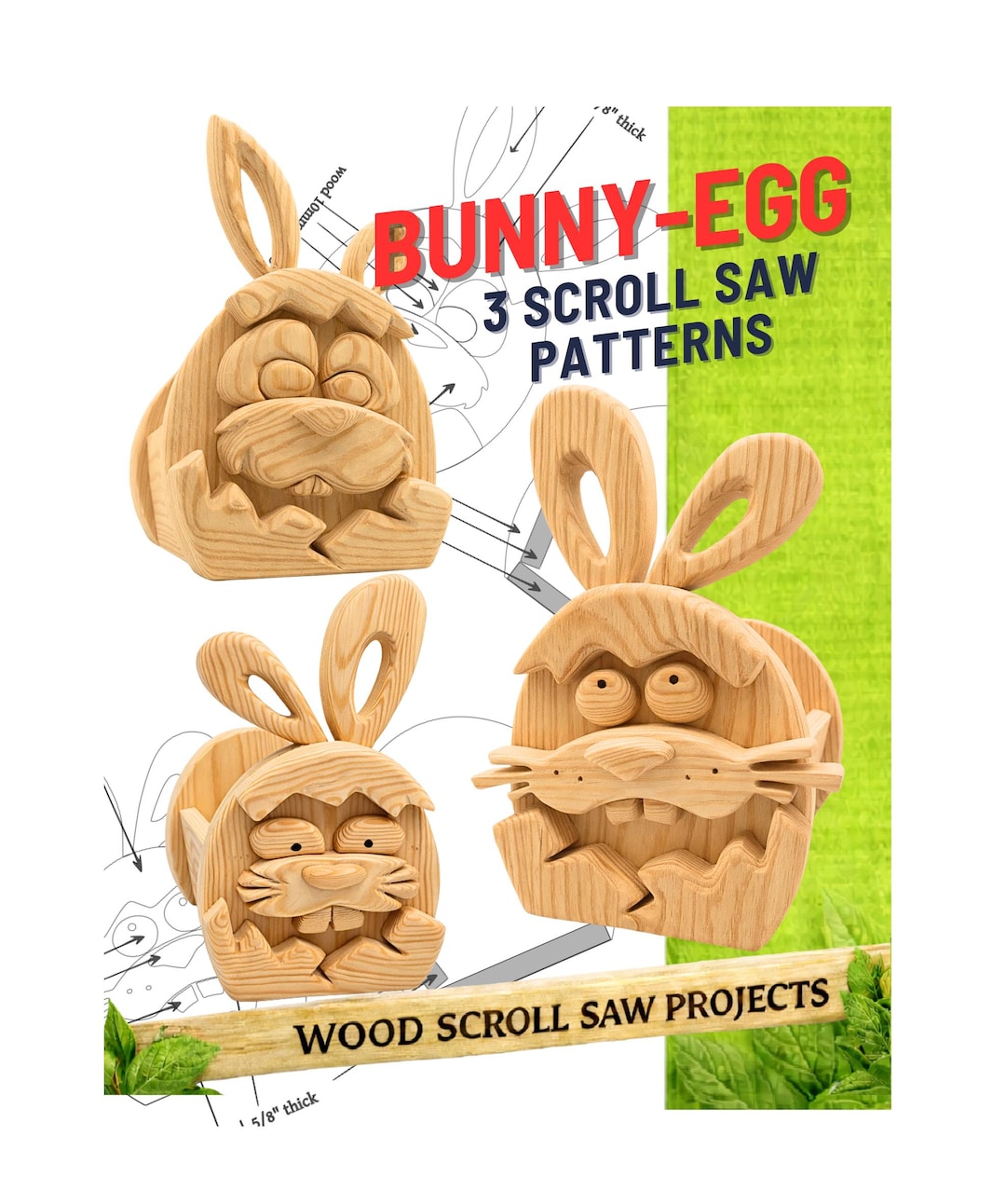 Wooden Easter Bunny - Egg Planter Box 3 Scroll Saw Pattern | Template ...