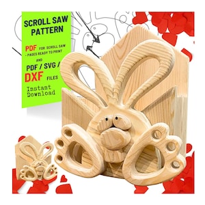 Wooden Easter Bunny Planter Box Scroll Saw Pattern |  Template (PDF, SVG, DXF)