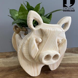Pflanzkasten für Holzarbeiten Pläne - Einfaches Dekupiersäge Wildschwein Muster, Tierkasten PDF, DIY Inneneinrichtung, SWG Holzbearbeitungspläne