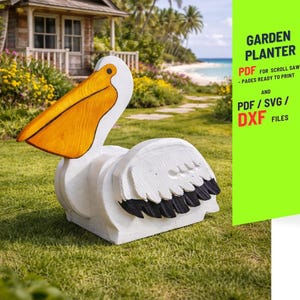 Pelican Planter Box 2 Sizes  Woodworking Plans, Scroll Saw Template |  (PDF, SVG, Dxf)