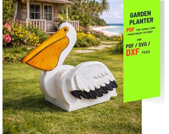 Fioriera Pelican in 2 misure, progetti di falegnameria, modello per seghetto alternativo / (PDF, SVG, Dxf)
