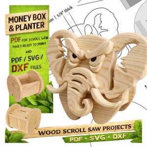 Woodworking Elephant no.4  Design for Unique Home & Garden Decoration | PDF | SVG | DXF | Scroll Saw