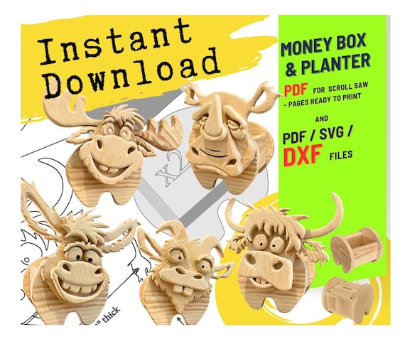Wooden Animal Planter Box Scroll Saw Pattern : Diy Woodworking Plans (PDF, SVG, DXF)