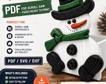 Wooden Snowman christmas Box, Scroll Saw Pattern |  Template (PDF, SVG, DXF)