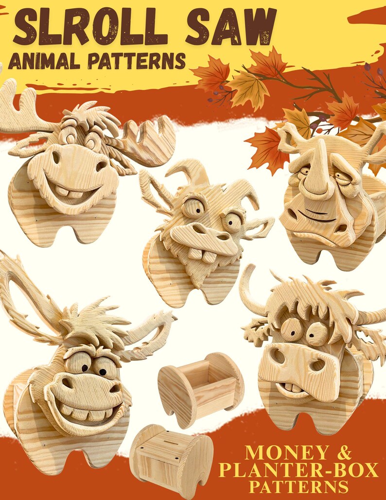 Wooden Animal Money Box | Planter Box | Digital Plans | Scroll Saw (PDF|SVG|DXF) image 2