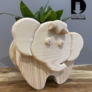 Holzbearbeitung Planter Box Pläne | ELEFANT | Einfaches Dekupiersägemuster, Tierkasten | Holzbearbeitungspläne für Haus & Gartendekoration