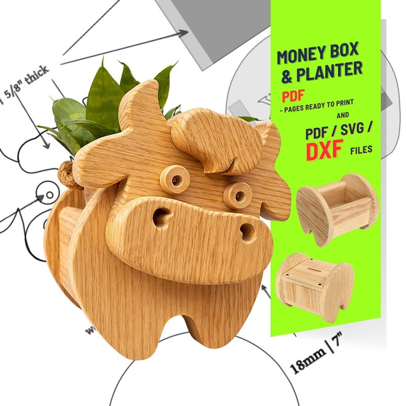 Wooden Cow Planter - Etsy