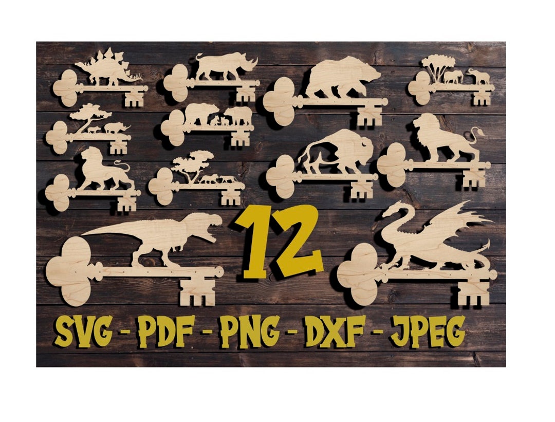 12 Animal Patterns Key Holder Wall Rack Keys Wall Mounted Svg, Pdf, Png ...