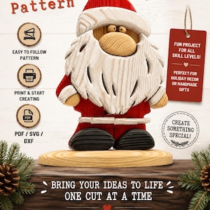 Modello in legno/sega a traforo/Babbo Natale PDF SVG DXF/Lavoretto per la casa delle vacanze