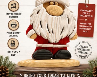 Modello in legno/sega a traforo/Babbo Natale PDF SVG DXF/Lavoretto per la casa delle vacanze
