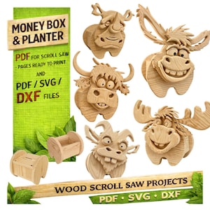 Wooden Animal Money Box | Planter Box | Digital Plans | Scroll Saw (PDF|SVG|DXF) image 1
