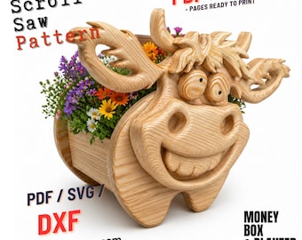 Wooden Cow no.5  Design for Unique Home & Garden Decoration | PDF | SVG | DXF | Scroll Saw Pattern |  Template